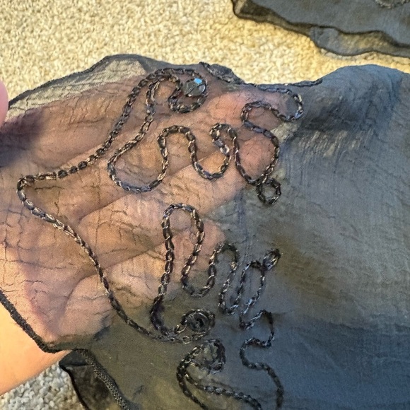 Y2K Lightweight Summer Sleek Sheer Black Women's Coverup Top Size Medium - Picture 11 of 13